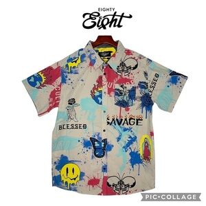 Eighty Eight men graphic colorful short sleeves shirt